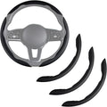 Nappa Leather Car Steering Wheel Cover for Men Women, Ultra-Thin Non-Slip Breathable Microfibre, Universal for 14.5"-15" Stee