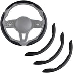 Nappa Leather Car Steering Wheel Cover for Men Women, Ultra-Thin Non-Slip Breathable Microfibre, Universal for 14.5"-15" Stee