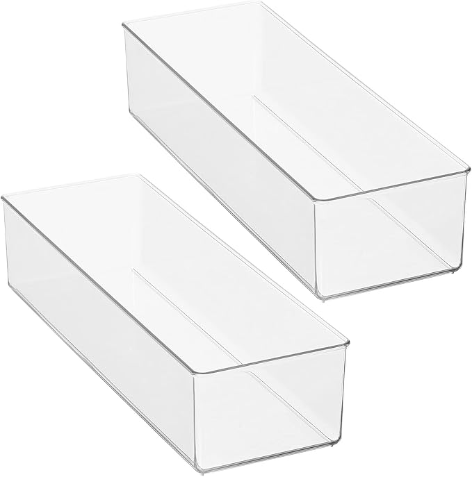 mDesign Plastic Drawer Organizer Box, Long Storage Organizer Bin Container; For Closets, Bedrooms, Use for Leggings, Socks, T