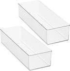 mDesign Plastic Drawer Organizer Box, Long Storage Organizer Bin Container; For Closets, Bedrooms, Use for Leggings, Socks, T