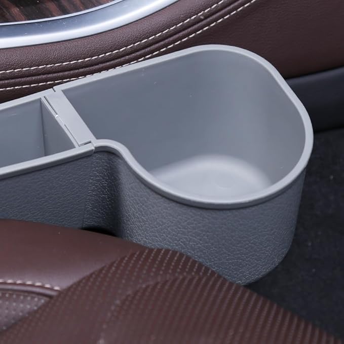 Car Seat Gap Filler, Multifunctional Seat Side Gap Filler with Cup Holder & Organizer, Gap Stopper Universal Fit Car SUV Truck Fill The Gap Between Seat & Console Set of 2 (Gray)