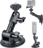 HSU Car Suction Cup Mount for GoPro/Insta 360/DJI Osmo Action Camera, Car Window Holder with 1/4-20 Ball Joint Thread, Perfect for Boats Vehicle Windshield & Window