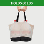 3 Pack Canvas Reusable Grocery Bags Heavy Duty, 8.3 gal Foldable Large Canvas Tote Bag with Handles, Holds 60 lbs Canvas Shopping Bags & Washable Eco-friendly Bags with 5 Pockets, Off white Black