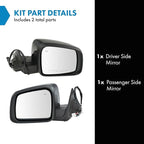 TRQ 2 Piece Driver and Passenger Side Mirror Assembly Set Electric Adjustment Heated Memory Black Compatible with 2011-2018 D