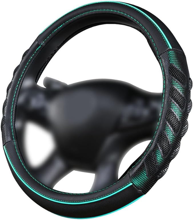 Flying Banner car Steering Wheel Cover Faux Leather Massage Universal fit 3D Honeycomb Hole Anti-Slip Sporty 15 Inches (Mint 