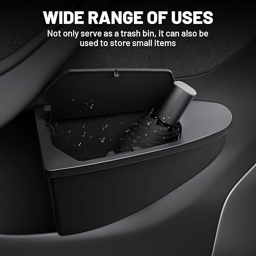 Shademax 2PCS Car Front Door Trash Can for Tesla Model Y Juniper 2026 2025, Side Door Storage Box Organizer with Push-to-Open Lid Design ABS Front Seat Garbage Can Bin for New Model Y Accessories 2026