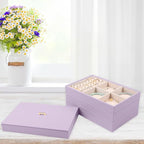 Voova Stackable Jewelry Organizer Tray with Lid, PU Leather Jewelry Storage Holder for Drawer Inserts, Jewellery Display Box 