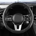Car Steering Wheel Cover, Leather Steering Wheel Cover Grey Universal 14.5-15 Inch Microfiber Leather Anti-Slip Breathable Au