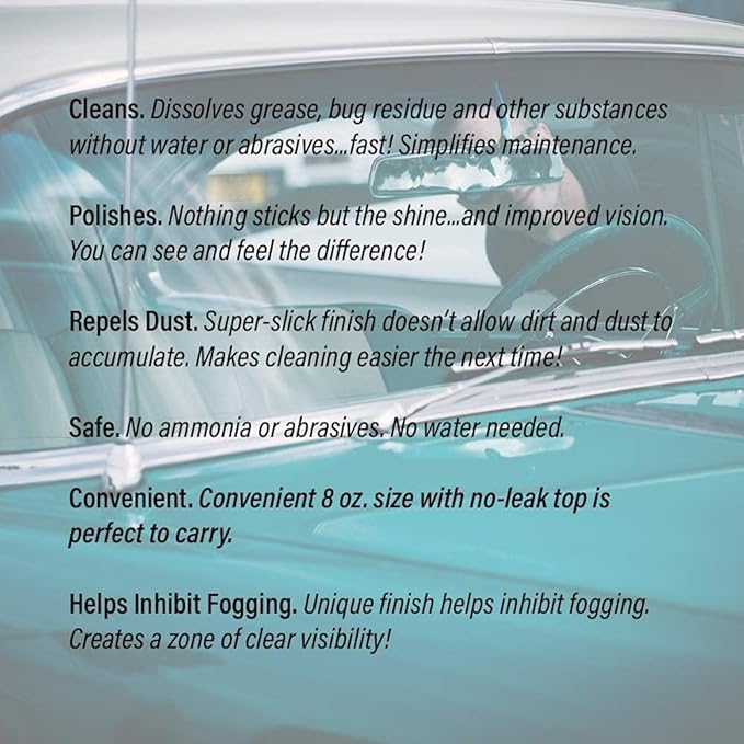 8 oz-Premium Plastic Polish & Cleaner Cleans & Polishes:Plastic/Glass Windshield, Motorcycle Visor/Windshield,Golf Cart Body/