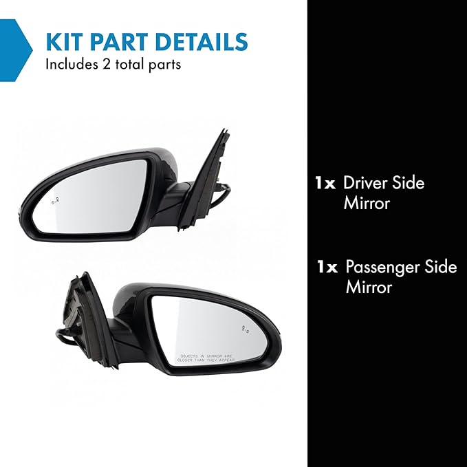 TRQ Driver & Passenger Side Mirror Set Power Heated Manual Folding Paint to Match Compatible with 2016-2020 Kia Optima KI1320