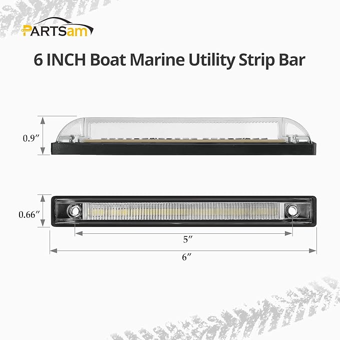 Partsam 4pcs 6" White 12 Led Utility Strip Light Boat Marine Light Bar Trailer Truck RV Camper Caravans Thin led Side Marker Clearance Lights, 6 Inch Under Hood Lights Dome Light Step Lighting