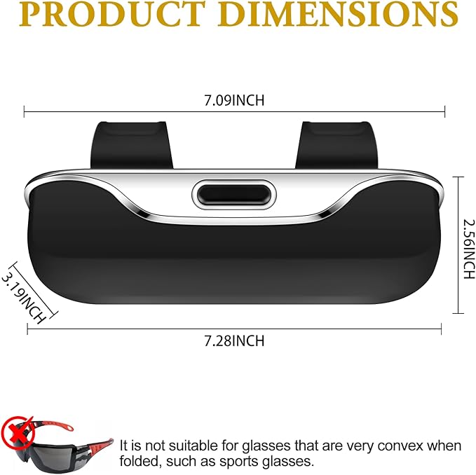 Sunglass Holder for Car Visor Clip, Car Accessories Visor Glasses Holder, Vehicle Visor Accessories Sunglass Holder, Car Sunglass Holder Suitable for Truck and Sedan to Place Sunglass (Black)