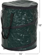 Household Essentials Pop Up Hamper, Pop Up Camping Trash Can, Great for Outdoor or Indoor Use, Portable and Collapsible with Zippered Top, Green
