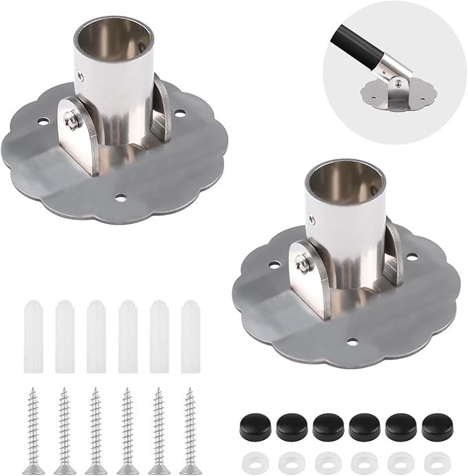 Flower-Shape Shower Curtain Rod Bracket, 2Pcs Telescopic Metal Shower Drape Rod Swivel Flange Curtain Pole Wall-Mount Bracket