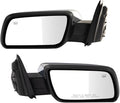 TRQ Driver and Passenger Side Mirror Set Power Heated Memory with Puddle Light Smooth Black Compatible with 2009-2012 Ford Fl