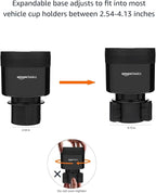 Amazon Basics Car Cup Holder Expander with Adjustable Base, Securely Holds Large Bottles 3.4 to 3.8 in Diameter, Compatible w