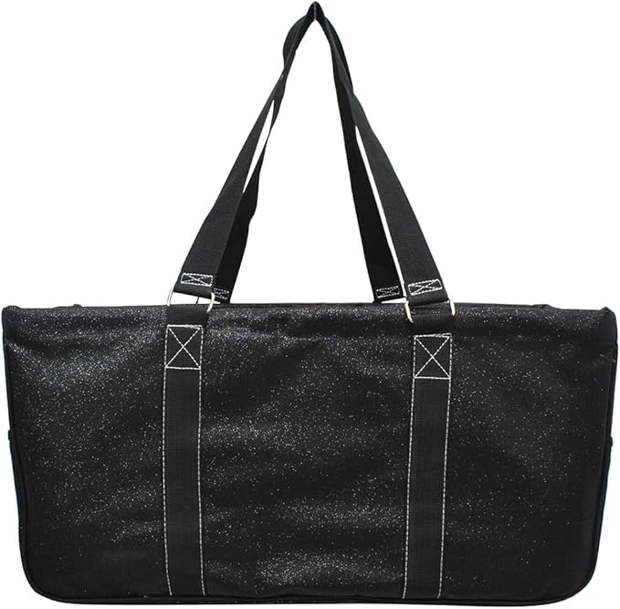NGIL Extra Large Utility Tote Reusable Grocery Bag Oversized Collapsible for Groceries, Storage, Picnic, Beach (Glitter-Black)