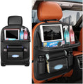 Car Seat Back Organizer, Leather Vehicle Seatback Storage Pocket with Foldable Table Tray, Multifunctional Automotive Backsea