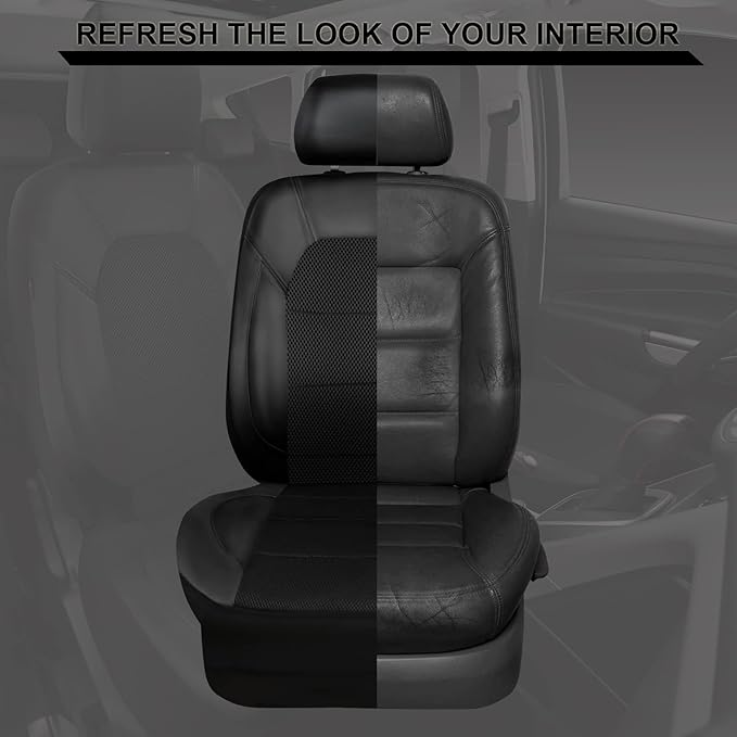 CAR PASS Leather and 3D Air Mesh Universal Fit Car Seat Covers, for Sedans,Trucks,Suvs,Airbag Compatible,Zipper Design and Re