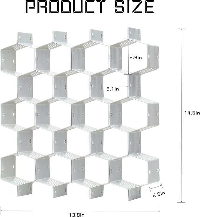 Drawer Splitter 16-piece Set Adjustable Honeycomb Organizer Tie Sock Organizer Underwear Panties Cosmetic Sorter (Grey)