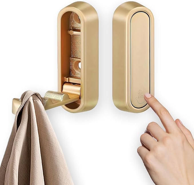 Foldable Hooks Wall Mount, Folding Coat Hooks Wall Mounted - Retractable Space Saving Organizer for Bathroom, Kitchen, Bedroo