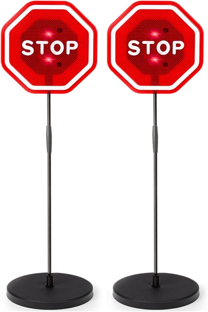 Zento Deals LED Flashing Stop Sign Parking Assistant for Garage- 7” Bright Red Stop Sign, Warning Car Stop Indicator Sensor for Vehicles, Adjustable Height, Premium Quality - 2