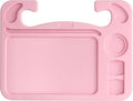 4 in 1 Car Steering Wheel Tray with Dual Sauce Dip Holder and Tablet Holder,Car Table Food Trays for Eating,Driver Desk Fit Most Auto Vehicle Steering Wheels (Pink, Large)