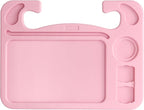 4 in 1 Car Steering Wheel Tray with Dual Sauce Dip Holder and Tablet Holder,Car Table Food Trays for Eating,Driver Desk Fit Most Auto Vehicle Steering Wheels (Pink, Large)