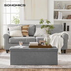 SONGMICS MAZIE Collection - 43 Inches Folding Storage Ottoman Bench, Ottoman Foot Rest, End of Bed Bench, Storage Chest, Load
