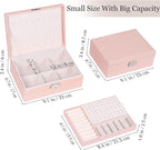 Jewelry Box for Women Girls, 2 Layers Jewelry Organizer Container with Lock, PU Leather Storage Case with Removable Tray, Jew