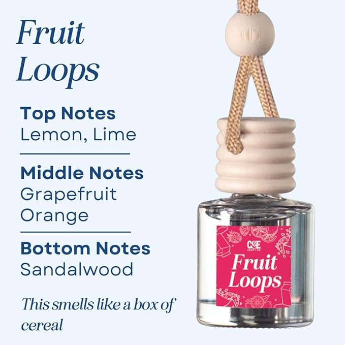 CE CRAFT Car Air Freshener Diffuser, Fruit Loops, 4 Pack Air Deodorizer for Essential Oils, Long Lasting Car Diffuser Bottle,