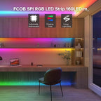 WS2812B Addressable LED Strip 6.56ft 160LEDs/m High Density 5V RGB Individual Lighting 320 ICS Flexible 5mm COB Uniform Light for Bedroom Car Decor | No Controller/Adapter