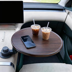 Car Tray for Eating & Laptop Desk - 360° Rotation Birch Wood Cup Holder/Steering Wheel Tray - Portable in-Car Dining & Work Desk, Universal Fit for Most Vehicles