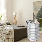 CLOCOR Collapsible Round Laundry Hamper/Large Storage Basket/Toys Bin/Boys and Girls Hamper/Room Decor (White check)