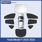 8pcs Car Side Window Shades for T*esla Model Y 2025 2026 |Suction Cup No Falling| Full Car Window Covers for Privacy, Sunshades for Tesla Front Rear Windshield Side Windows Accessories