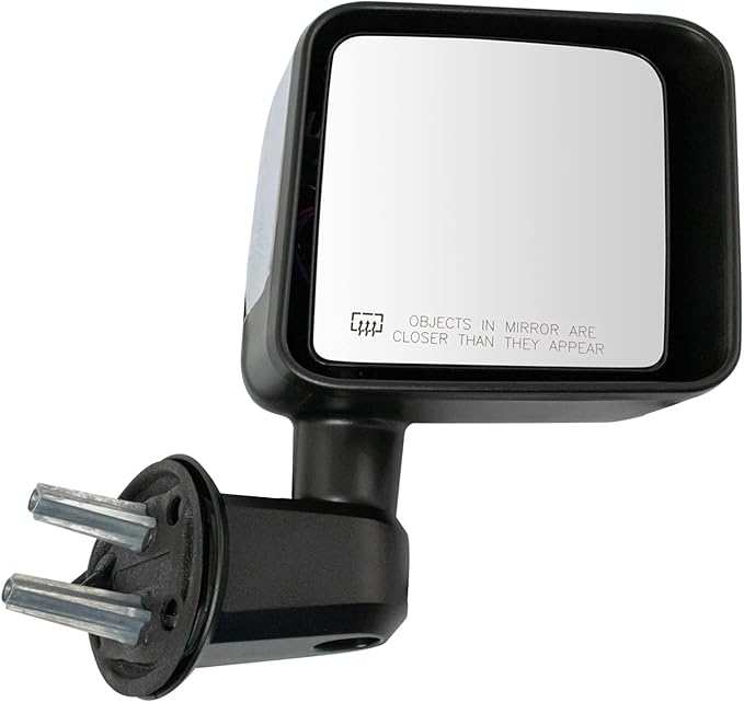 TRQ Driver and Passenger Side Power Heated Chrome Mirror Set Smooth Housing Compatible with 2015-2017 Jeep Wrangler 2018 Wran