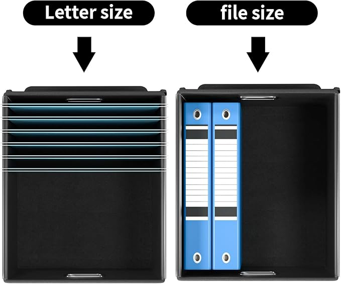 Huolewa File Organizer Boxes with Lids, Collapsible Linen Hanging Filing & Storage Boxes with Plastic Slide for Office/Decor/