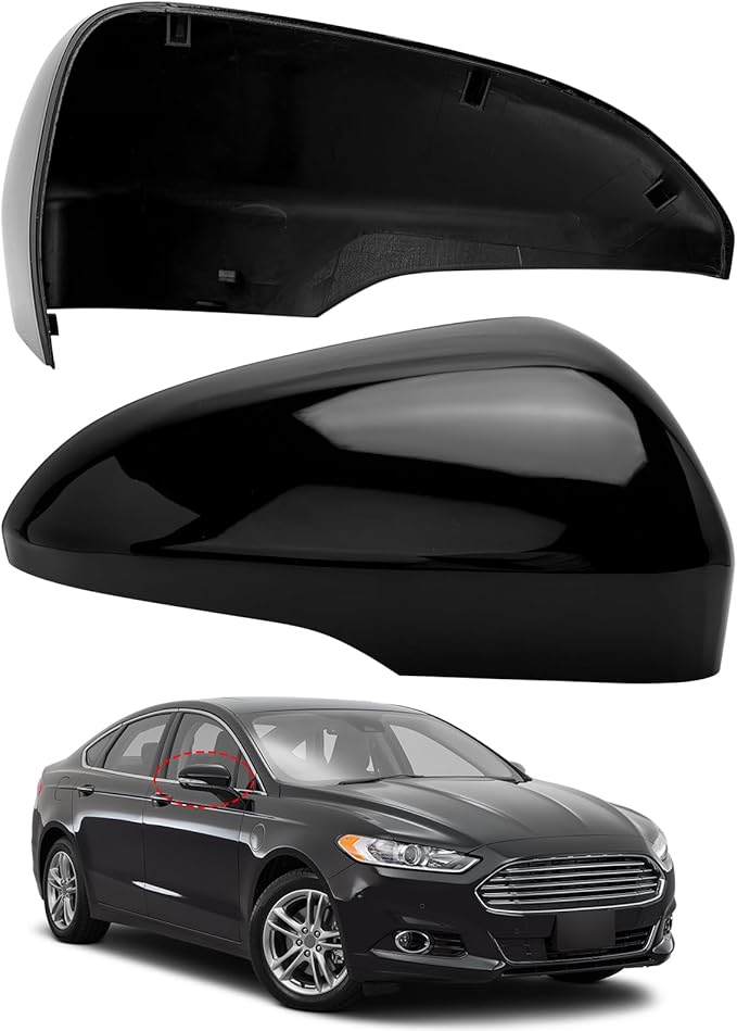 Passenger Side Mirror Cover Replacement for Ford Fusion 2013 2014 2015 2016 2017 2018 2019 2020 2021 2022 - Right Side Mirror Covers, Rear View Mirrors Cap Accessories With Lamp, Black