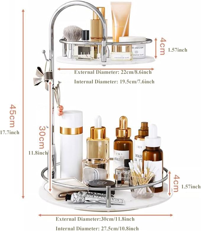 Makeup Organizer Box Bathroom Countertop Organizer Storage Rack, Makeup Organization Tray, Kitchen Counter Spice Rack 2 Tier 