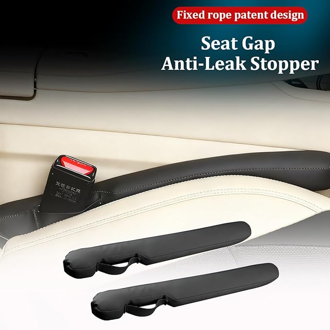 Car Seat Gap Filler, 2PCS Between Vehicle Seats Console Organizer Stop Things from Dropping, Automotive Interior Chair Gap Coverage Fill, Universal for SUV Automobile Truck (Black)