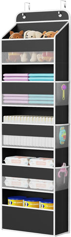 Univivi Hanging Storage Organizer Nursery Closet Cabinet Baby Storage with 5 Large Compartments 6 Side Pockets for Cosmetics,