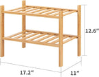 Small Shoe Rack, 2-Tier Bamboo Stackable Shoe Shelf Storage Organizer, Shoe Stand for Closet, Entryway and Hallway