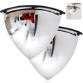 Suzile 2 Pieces 18 Inch Convex Mirror Corner Quarter Dome Mirror Blindspot for Wall Security Safety Acrylic High Viewing Angle