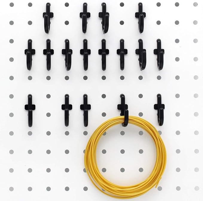 Colorstorm Pegboard Hooks Kit 500PKS Pegboard J Hook Assortment Black Peg Hooks (500 PK, Black)