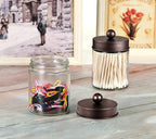 Amolliar 4Pc Apothecary Jars Bathroom Vanity Storage Organizer Set -Countertop Canister with Stainless Steel Lids &Cute Stick