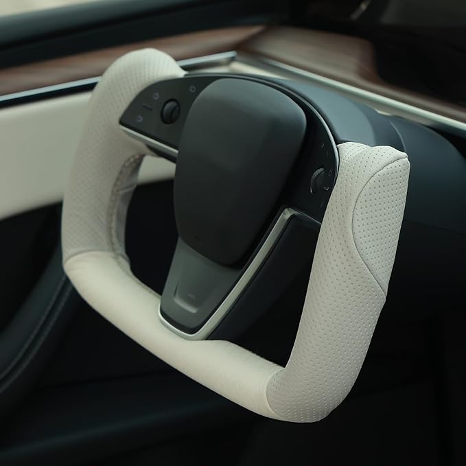 MEWANT Hand Stitched Tesla Model S Yoke Steering Wheel Cover Wrap for Tesla Model S 2021-2023 / Model X 2021-2023 Tesla Yoke Steering Wheel Accessories