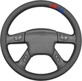 MEWANT USA 250th Anniversary Embroidered Hand Stitch Steering Wheel Cover for Chevy Silverado 1500 2003-2006 1500 Classic 2007 2500HD Classic 3500 Black Smooth Faux Leather Steering Wheel Wrap
