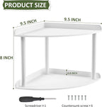 Sezanrpt 2 Tier Acrylic Corner Shelf Organizer Storage 9.5x9.5x8 Inch, White Countertop Corner Shelf for Bathroom, Kitchen, B