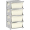 Qaba 4 Tier Kids Storage Unit, Toy Organizers and Storage with 4 Drawer Chest for Kids Bedroom Nursery Kindergarten Living Ro
