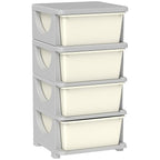 Qaba 4 Tier Kids Storage Unit, Toy Organizers and Storage with 4 Drawer Chest for Kids Bedroom Nursery Kindergarten Living Ro